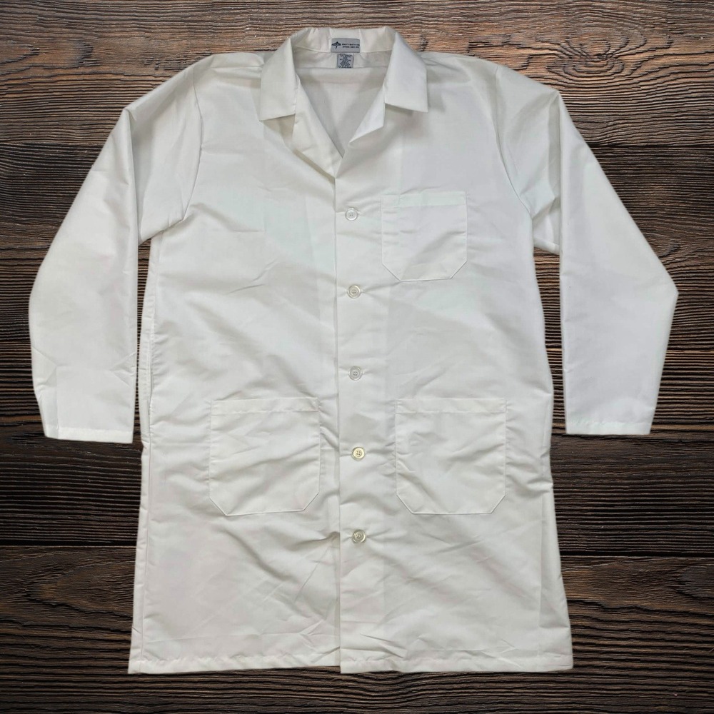Medline White Lab Coat Professional Medical Scrub Coat Womens 40E